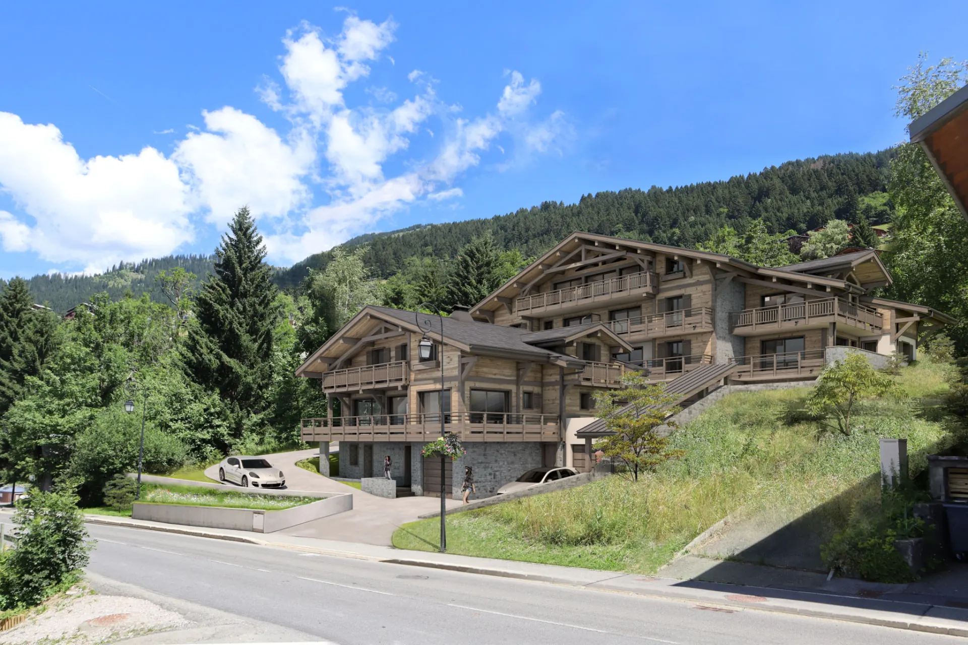 Les Pléiades in Châtel, gezien vanaf de straat