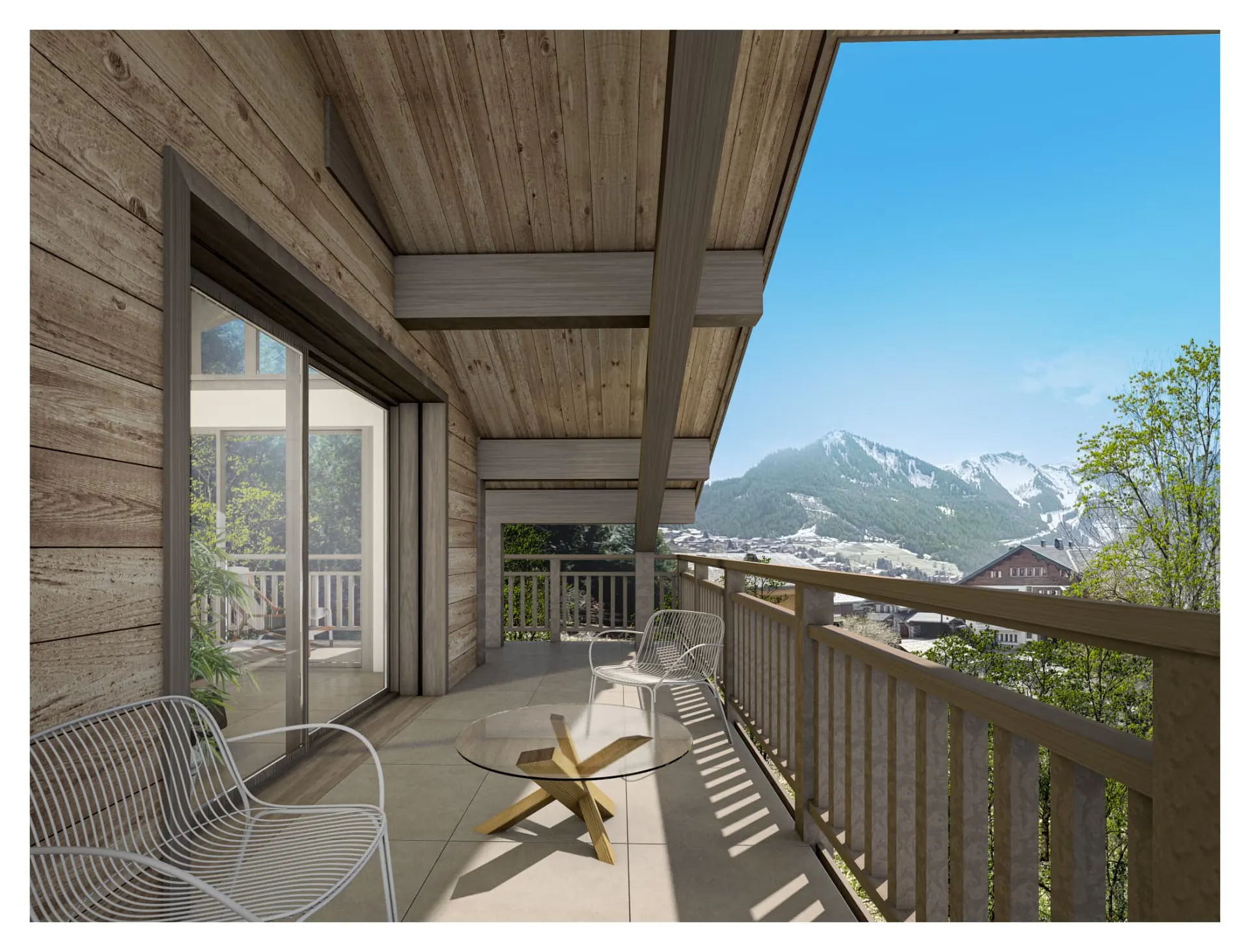 Terras met panoramisch uitzicht op Châtel